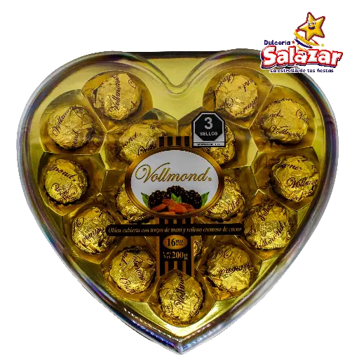 [CHI0117] VOLLMOND CHOCOLATE CORAZON  T16 KALU -E.200G- "C/12/16"