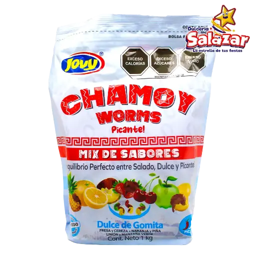 [JOV0080] JOVY CHAMOY WORMS PICANTE MIX DE SABORES -B.1KG- "C/10/1"