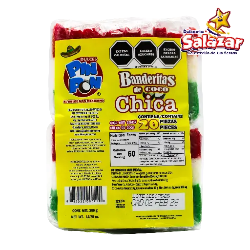 [PIN0020] BANDERITA COCO CHICA PIN PON -B.360G- "C/40/20"
