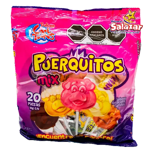 [SWT0041] PALETA PUERQUITOS MIX COOL TOONS -B.280GR- "C/24/20"