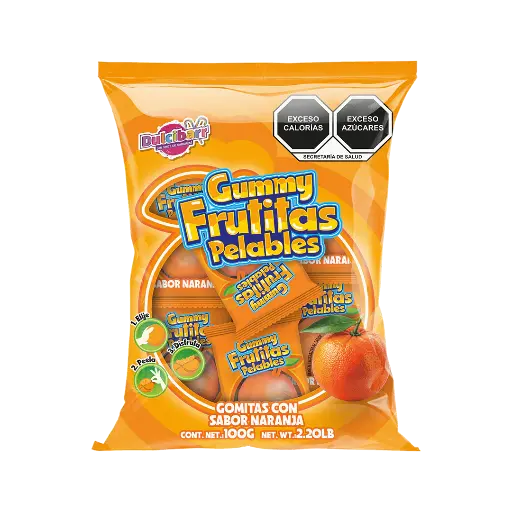 [DES0031] GUMMY FRUTITAS PELABLES NARANJA DULCIBARR -B.100GR- "C/30/1"